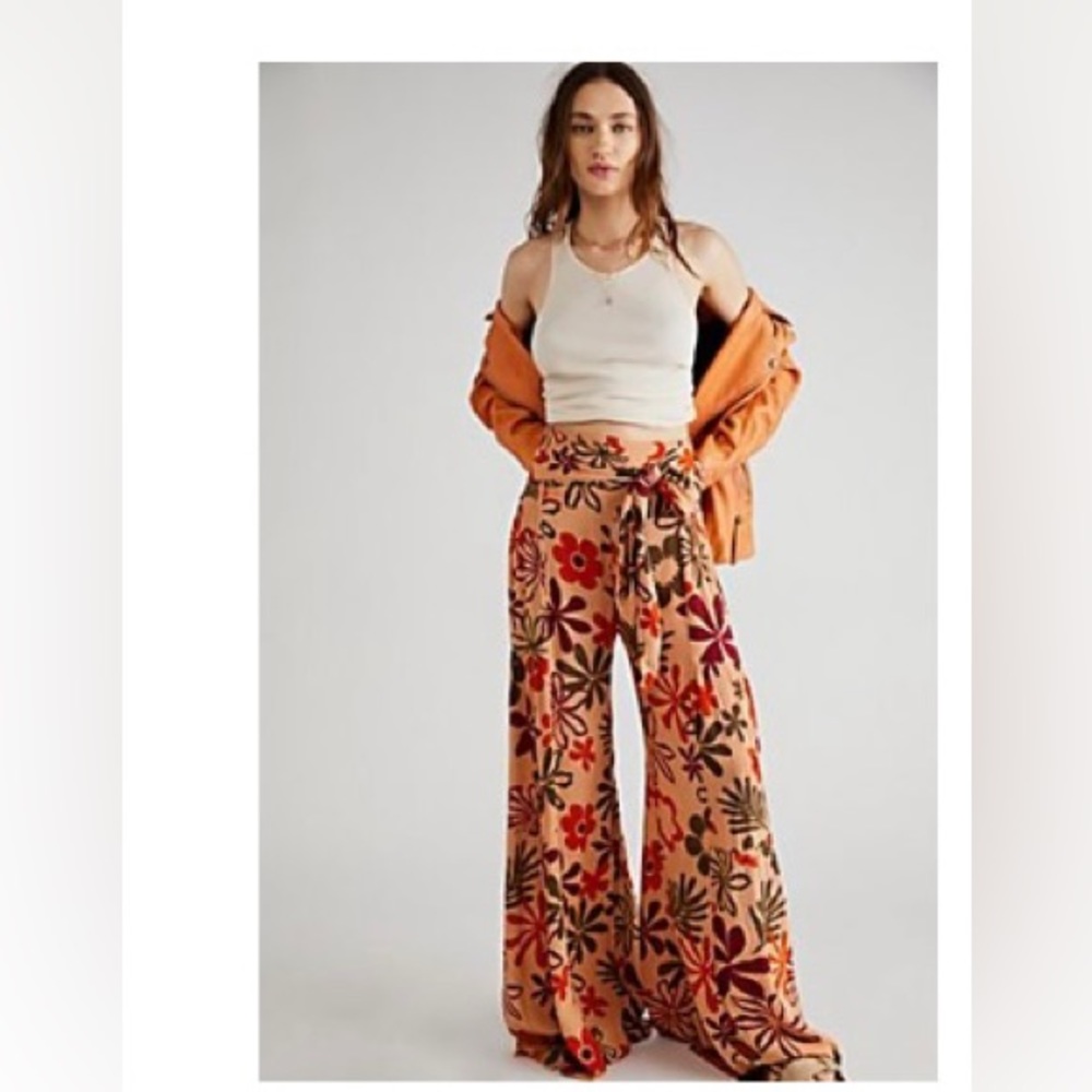 Free People One Aloha Printed Wide Leg Pants